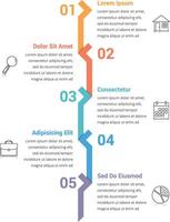 Infographic template with five steps or options, workflow, process diagram vector