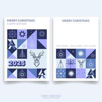 Christmas and New Year Abstract geometric mosaic cover design for invitation, cover design, cards, poster, flayers, notebook set.Abstark design templates with winter elements geometric pattern. vector