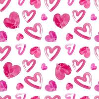 Watercolor hearts seamless pattern. Pink watercolor heart isolated on white background pattern. Romantic texture for Valentine's Day, Wrapping paper,textile, print, backdrop design. illustration vector