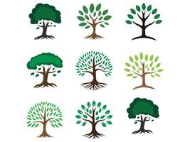 collection of trees icon set vector