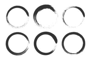 Set of circle frames in black grunge style vector