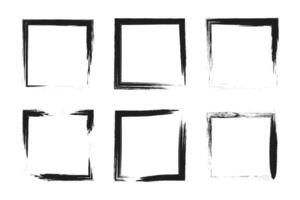 Set of square frames in black grunge style vector