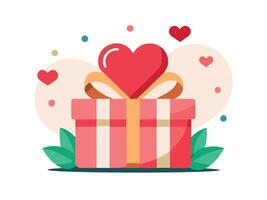 Valentine's Day Gift Wrapping Design with Heart Motif vector