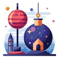 Ball Drop at Midnight Scene for New Year Celebration vector