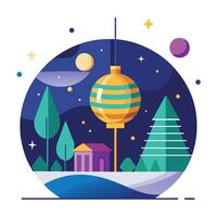 New Year Ball Drop Midnight Scene vector
