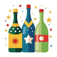 New Year Champagne Bottles for Celebration vector