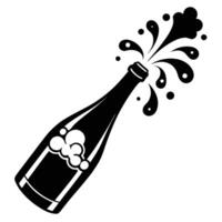 Champagne Bottle Popping with Stream of Bubbly Foam vector