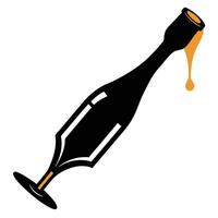Champagne Bottle Tilted with Golden Liquid Streaming Out vector