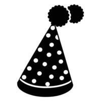 Cone-Shaped Party Hat with Polka Dots and Fluffy Top vector
