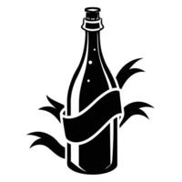Sleek Champagne Bottle with Festive Ribbon Tied Around vector