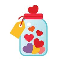 Transparent Jar Overflowing with Colorful Heart-Shaped Candies vector