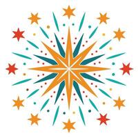 Festive Starburst Patterns Flat Illustration on White Background vector