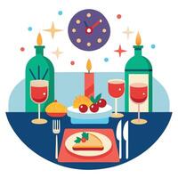 New Year's Eve Dinner Table Setting vector