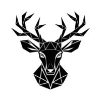 Black Silhouette of a Reindeer Head with Abstract Antler Design vector
