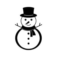 negro silueta de un tradicional monigote de nieve limpiar diseño vector
