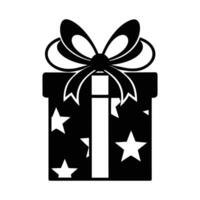 Flat Black Silhouette of a Gift Box with a Star Pattern vector