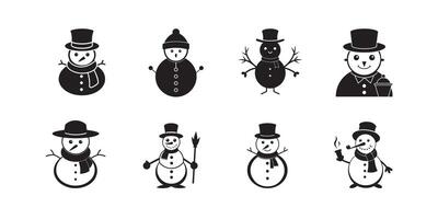 conjunto de monigote de nieve siluetas en blanco antecedentes Arte vector