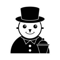 Black Silhouette of a Snowman with Round Eyes and a Triangle Nose vector