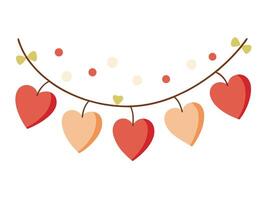 Heart Garland and String Lights Valentines Style vector
