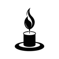 A Black Silhouette of a Lit Candle Placed at a Slight Angle vector