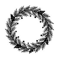 Modern Black Silhouette of a Christmas Wreath vector