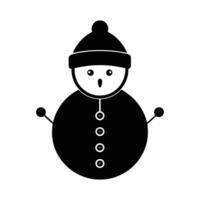 negro silueta de un sencillo monigote de nieve icono con grande círculos vector
