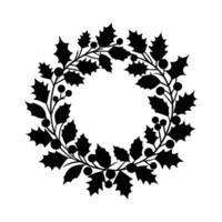 Black Silhouette of a Christmas Wreath with a Minimalist Design vector