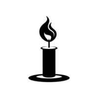 A Black Silhouette of a Lit Candle with a Long Stand vector