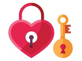 Heart-Shaped Lock and Key Valentines Style vector