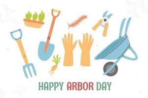 Happy Arbor Day banner background in flat vector
