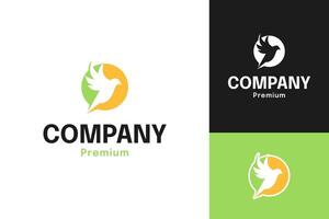 logo of dove with chat icon symbolizing peaceful and harmonious communication design illustration vector
