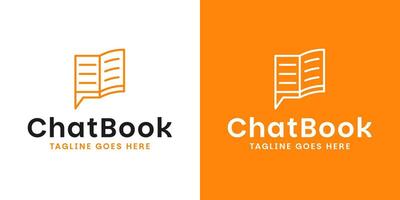 Open book and chat logo design template for knowledge sharing and communication illustration vector