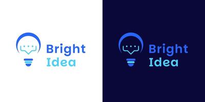 Communication logo design template. Bulb with chat design template illustration vector