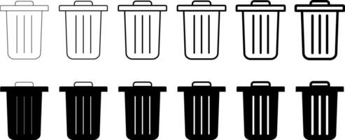 bin icon set. Delete sign symbol. trash sign. Basket or remove sign and symbol vector