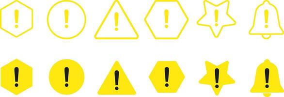 Warning caution sign icon set. Exclamation mark sign. exclamatory symbol in different shapes vector