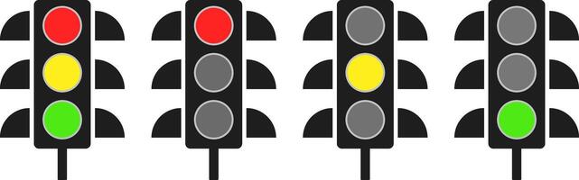 Traffic light icon set . signal with red yellow green sign. Traffic control light vector