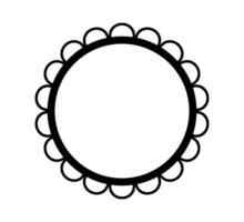Scalloped edge circle frame. Simple round scalloped border. Fabric lace pattern frame. Repeat cute vintage frill ornament. Texture ribbon. illustration isolated on white background. vector