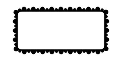 Scalloped edge square frame. Simple rectangle scalloped border. Fabric lace pattern frame. Repeat cute vintage frill ornament. Texture ribbon. illustration isolated on white background vector