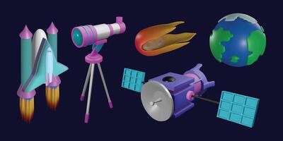 set of 3d space icons to complete your design needs. vector
