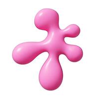 Pink fluid splash with rounded edges created in 3D cartoon . Glossy abstract blob shape vector