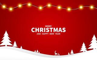 Christmas greetings background design Merry Christmas greeting text on red background vector