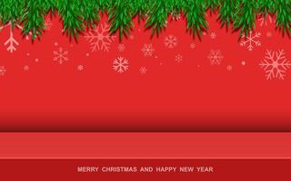Merry Christmas banner studio table room product display with copy space vector