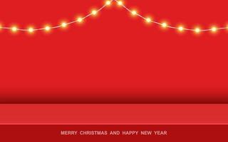 Merry Christmas banner studio table room product display with copy space vector