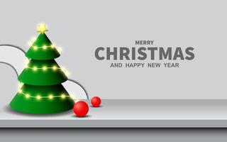 Merry Christmas banner studio table room product display with copy space vector
