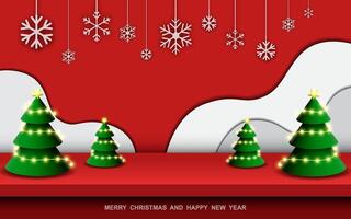 Merry Christmas banner studio table room product display with copy space vector