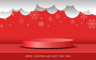 Christmas background. Red background design for product display. vector