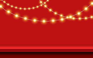 Merry Christmas banner studio table room product display with copy space vector
