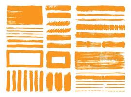 Hand drawn paint brush strokes element bundle. Abstract artistic shapes backdrop. Rectangle and line forms. vector