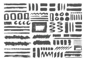 Hand drawn paint brush strokes element bundle. Abstract artistic shapes backdrop. vector