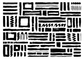 Hand drawn paint brush strokes element bundle. Abstract artistic shapes backdrop. vector
